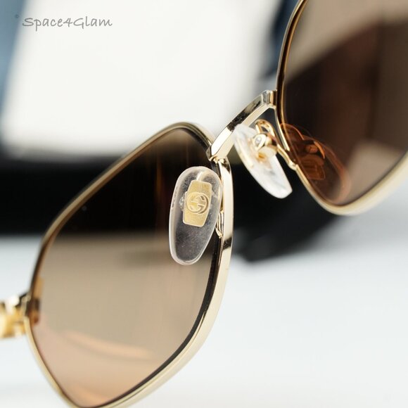 Gucci Women Sunglasses Gold Ivory Pink Geometric GG1593S 0002 BRAND NEW - Picture 6 of 10